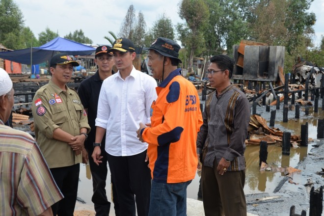 Gubernur Jambi Zumi Zola Saat Meninjau Kebakaran di Kabupaten Tanjungjabung Barat.